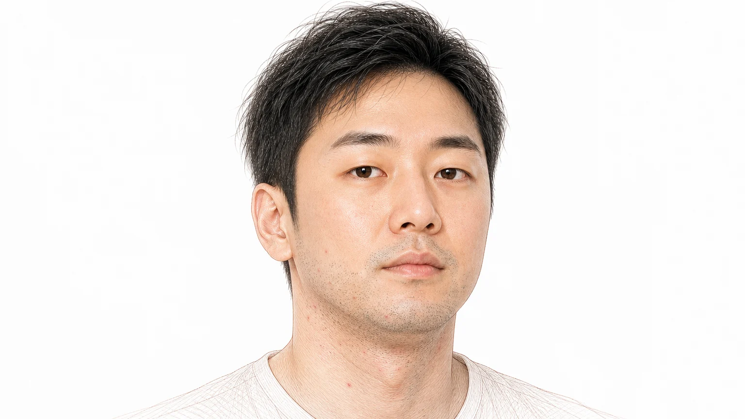 매일 면도로 턱과 목에 굵은 수염 그루터기와 옅은 붉은 자극 자국이 남은 30대 남성 — 반복되는 면도로 지친 피부