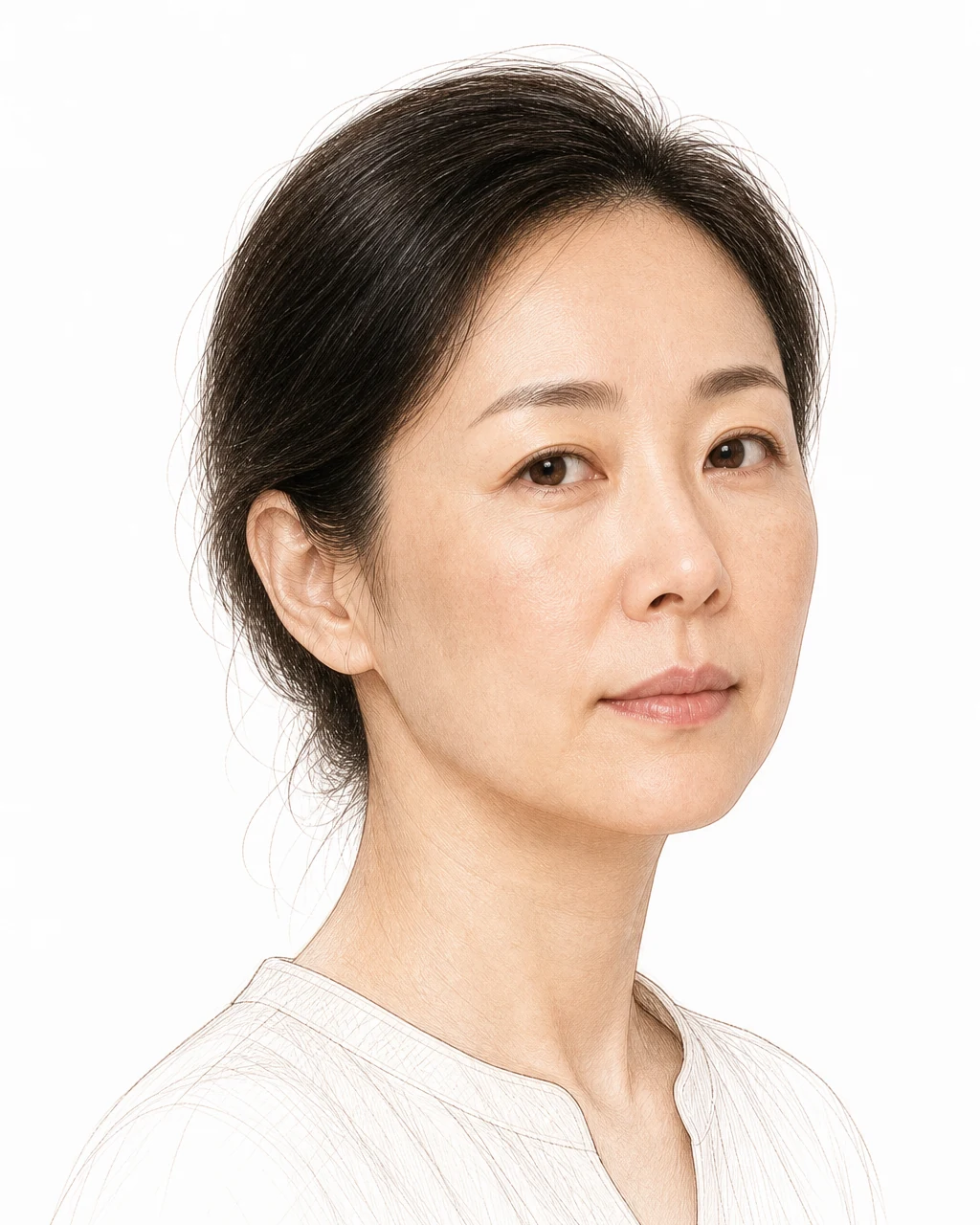 광대뼈의 갈색 색소가 옅어져 주변 피부톤과 거의 이어진 40대 초반 여성 — 색소와 진피 환경을 함께 다스린 기미 치료 경과